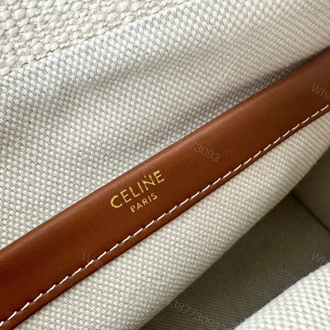View 5 of CELINE SMALL CABAS THAIS IN TEXTILE WITH JACQUARD IN WHITE 25CM