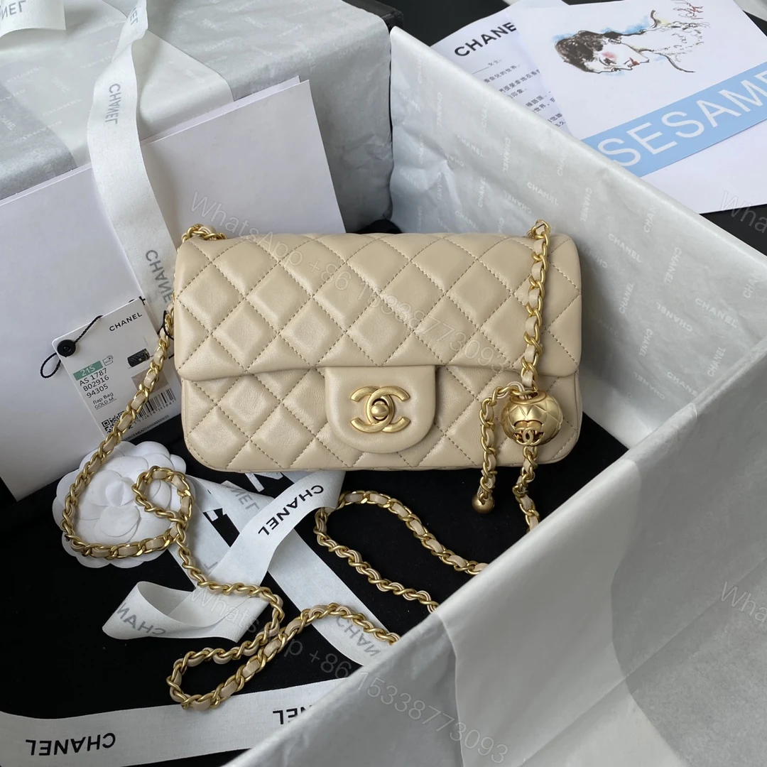 CHANEL高仿奶油米金球鏈條包 女士菱格精品手袋 優雅氣質百搭款 — view 1