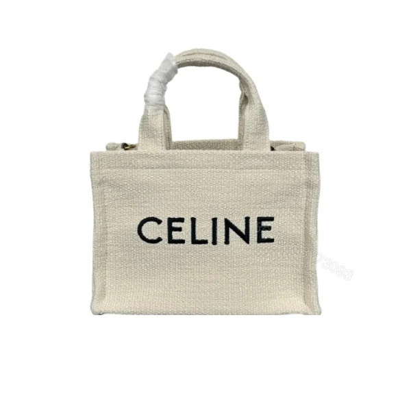 CELINE SMALL CABAS THAIS IN TEXTILE WITH JACQUARD IN WHITE 25CM — view 1