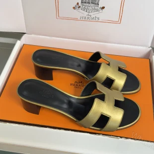 Hermes Oran Replica Heels- Gold — view 1