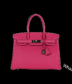Hermès Birkin 30 Rose Shocking Clemence Palladium Hardware — view 1