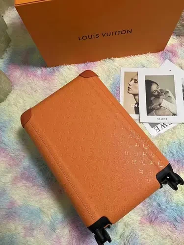 LV Orange Rolling Luggage — view 1
