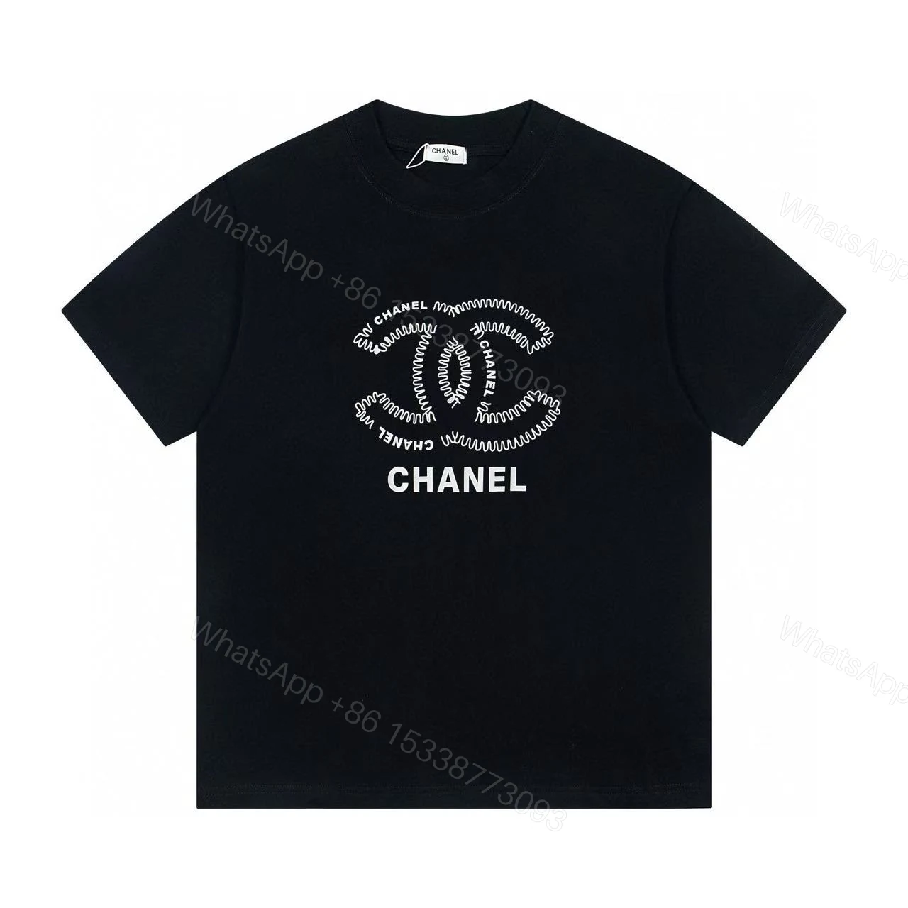 Chanel 原單男款黑色滿版字母雙C T恤 創意排版設計潮感十足 — view 1