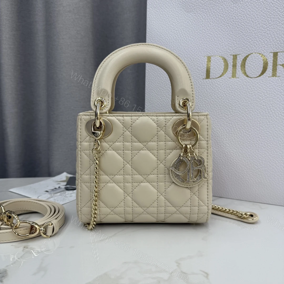Dior一比一奶油白Lady Dior女用手提包鏈條小巧氣質款 — view 1