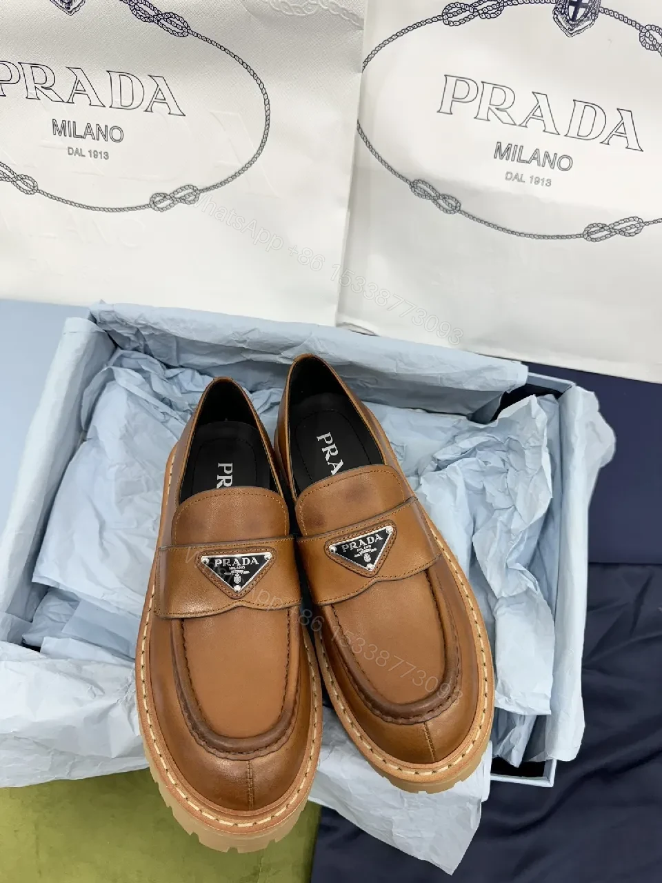 View 5 of Textured Leather Moccasin Mules + Premium Tan Leather + Classic + All-Day Comfort + Moccasins