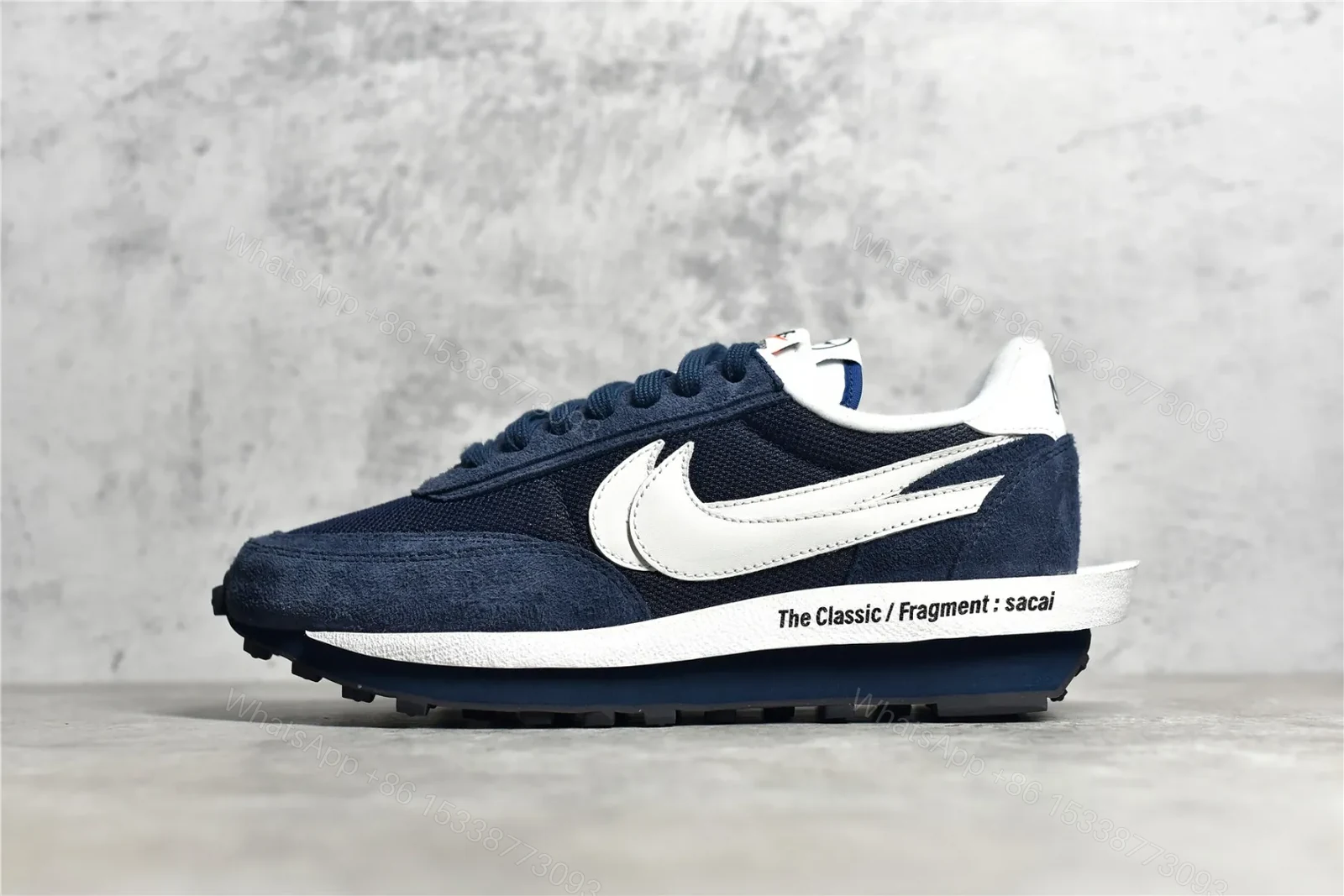 Fragement × sacai × Nike LDWaffle “Blackended Blue” Reps — view 1