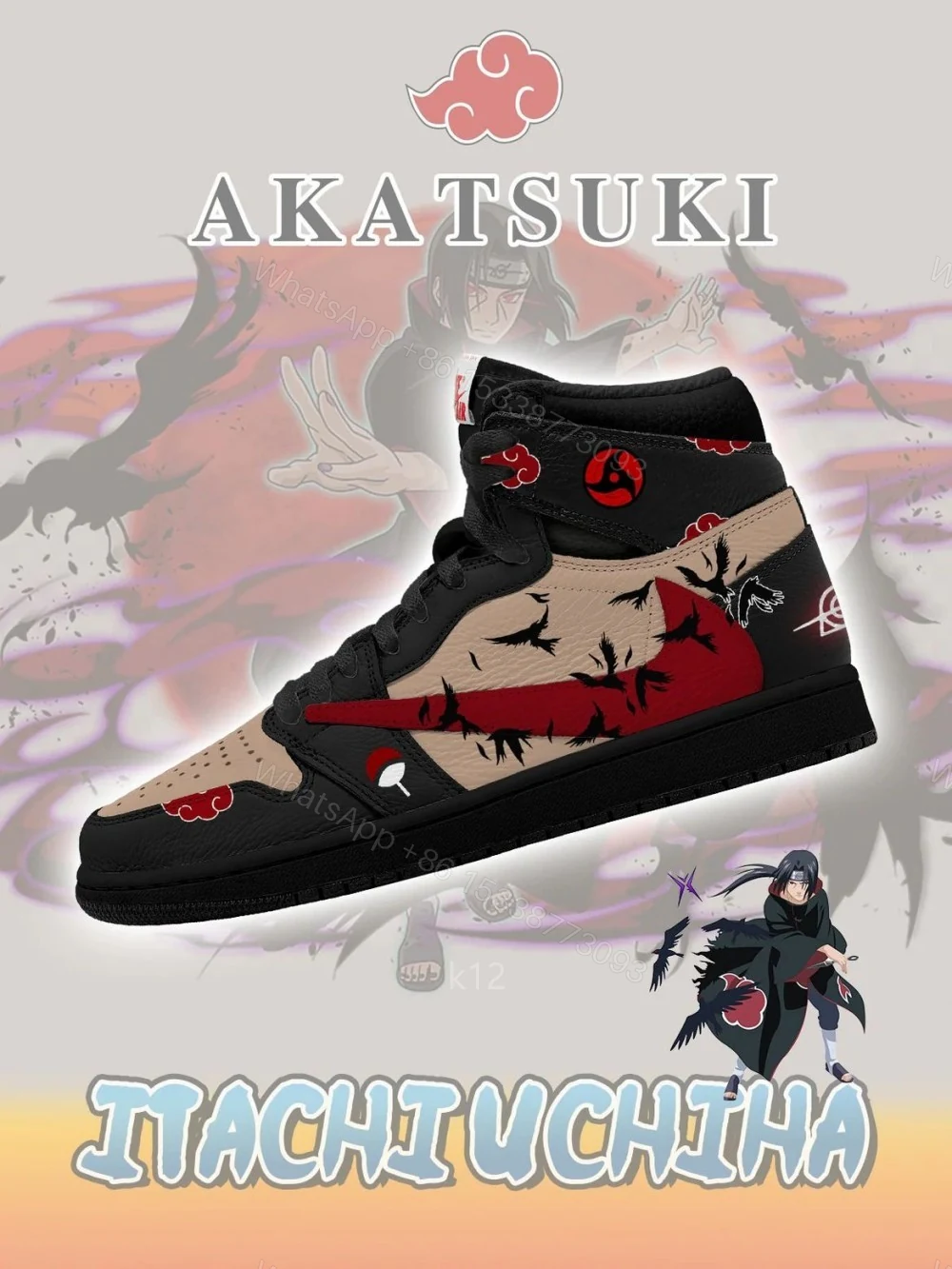 Akatsuki Itachi Uchiha V.6 Custom TS High Jordan 1 — view 1