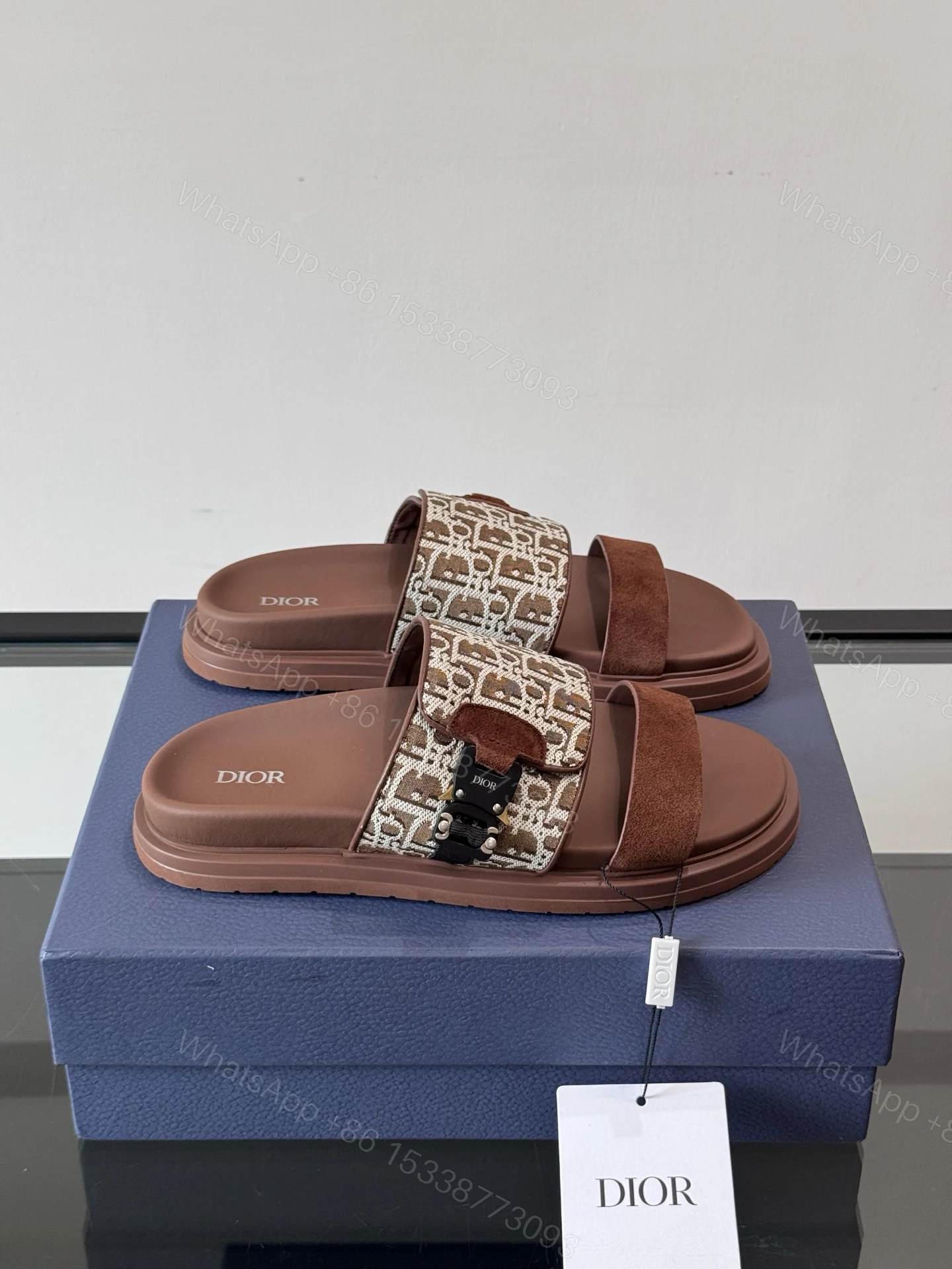 DIOR A貨 男款Oblique老花拖鞋 棕色潮流涼拖 — view 1