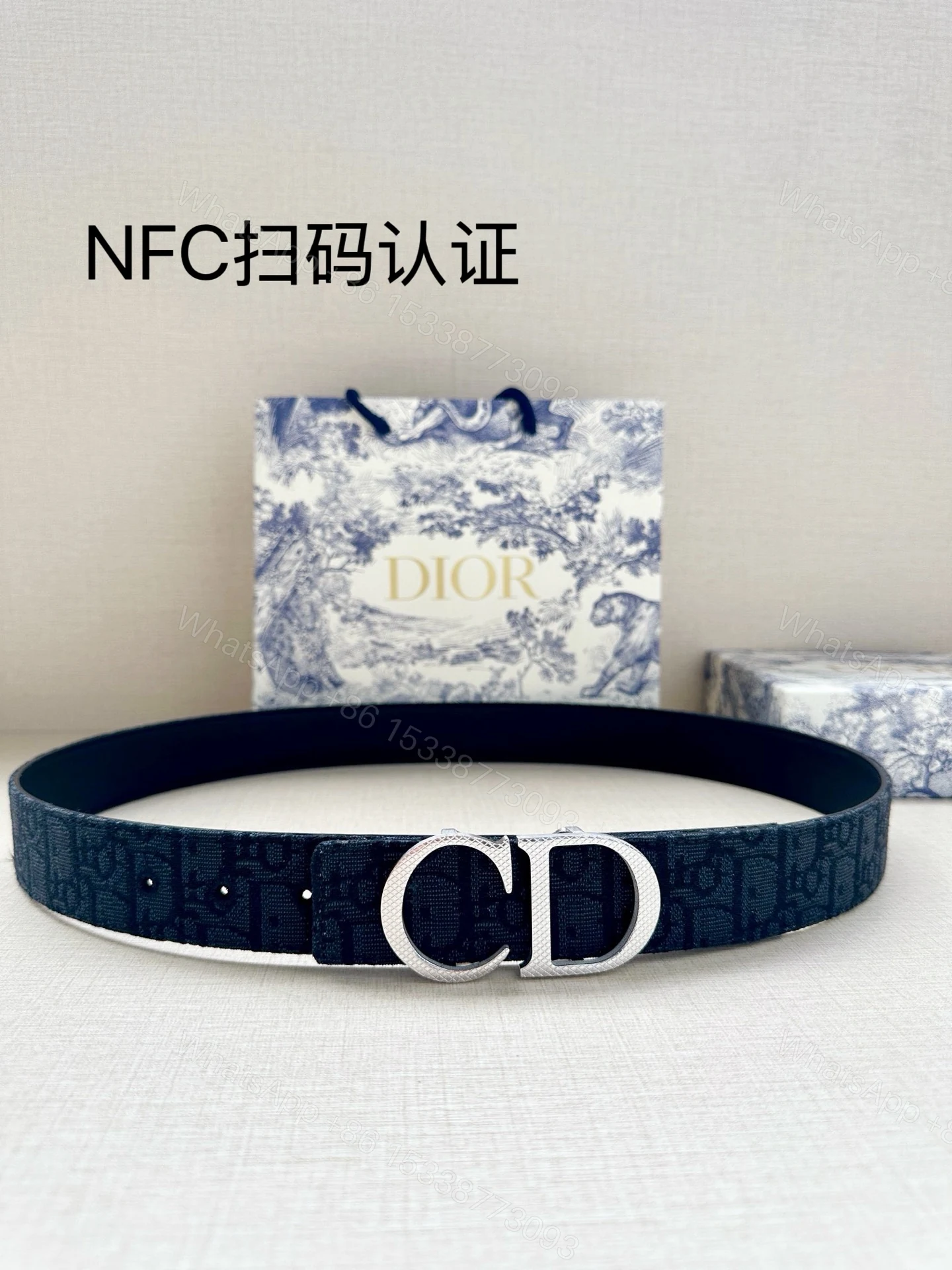 Dior原單男女款CD深色老花皮帶低調百搭通勤商務高級感設計款 — view 1