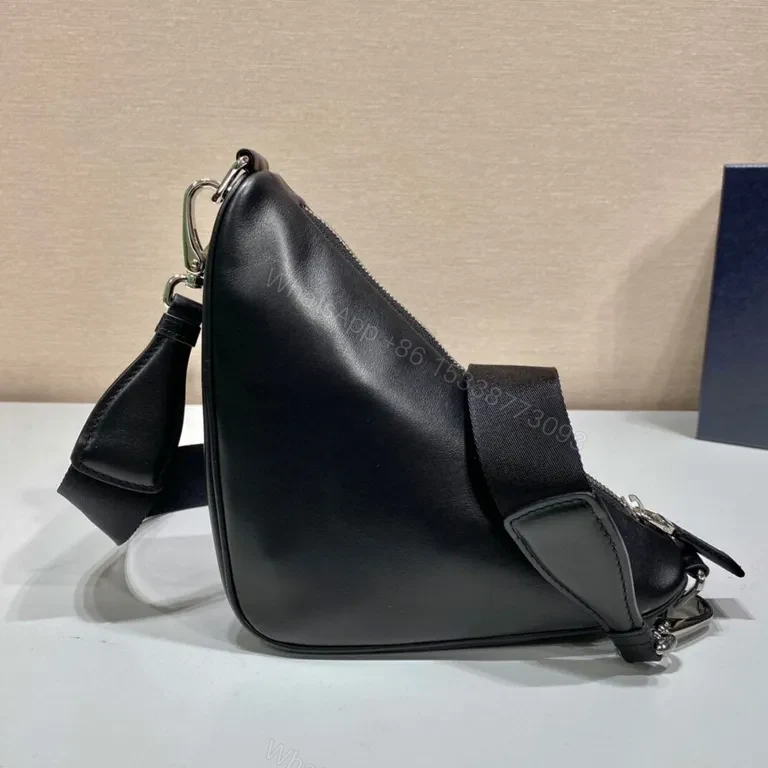 View 7 of Compact Leather Crossbody with Prada-Triad Logo