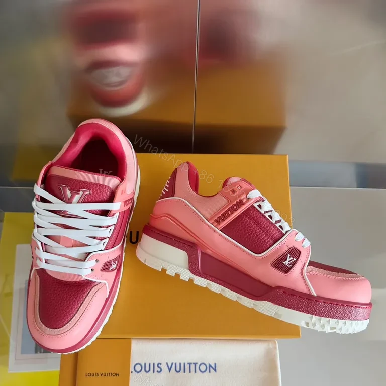 View 5 of Bold Pink LV-Inspired City Sneakers: Luxe Comfort Top Tier
