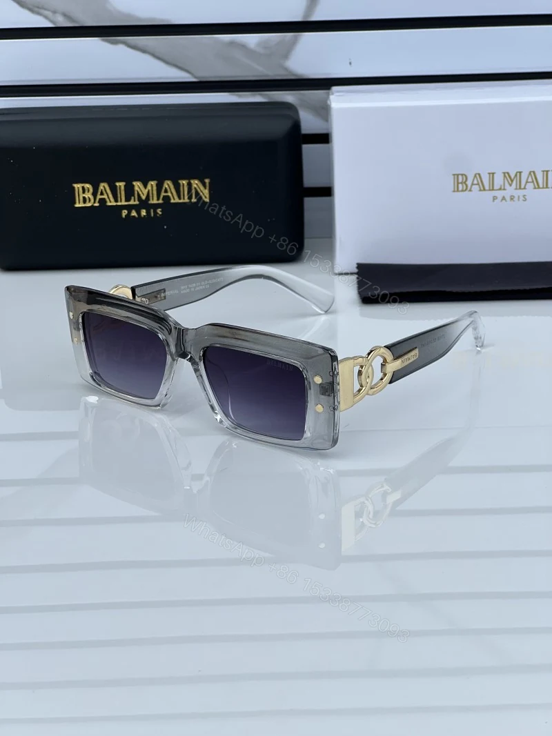 First Copy Balmain Transparent Square Sunglasses Grey Gradient Lens Unisex UV Protection — view 1