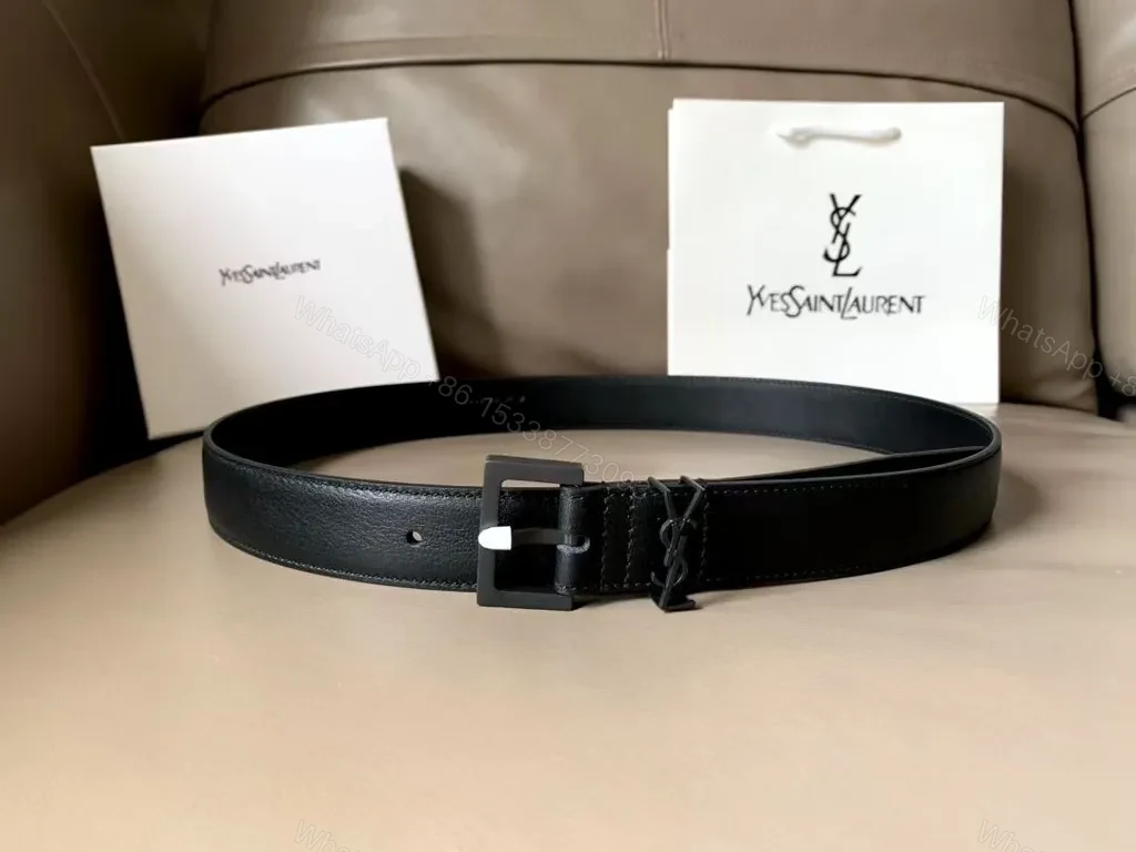 Sleek Black Leather Belt — Matte Buckle, Full-Grain Calfskin — view 1
