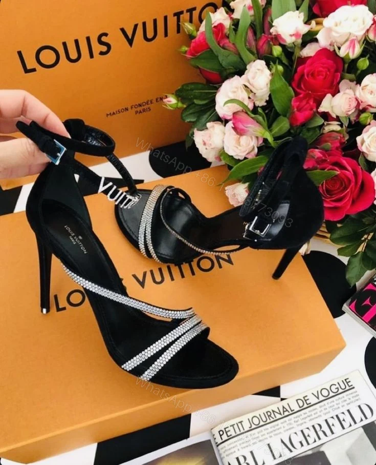 Louis Vuitton Suede Goat Rhinestone Appeal Sandals — view 1