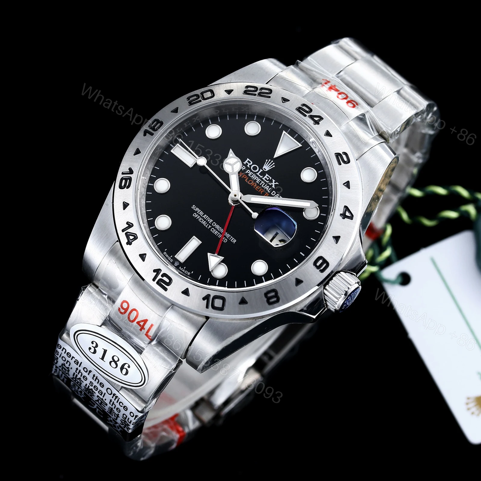 ROLEX A貨 男款 Explorer II 黑面紅針GMT機械腕錶 運動款 — view 1