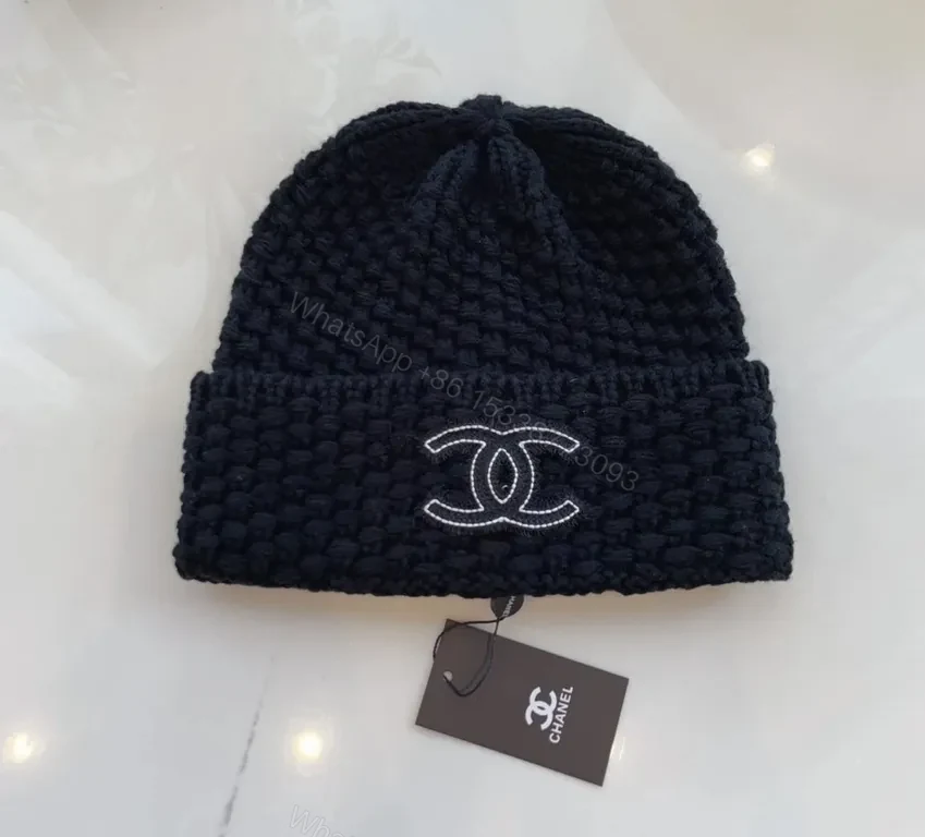 Chunky Knit Beanie – Black Logo, Lux Streetwear Core — view 1