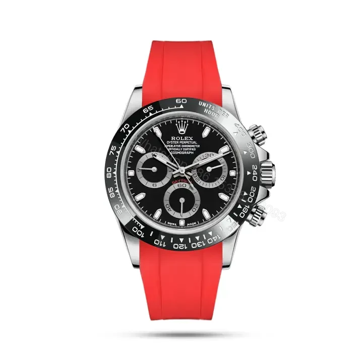 Rolex Daytona Red Rubber Strap Watch — view 1