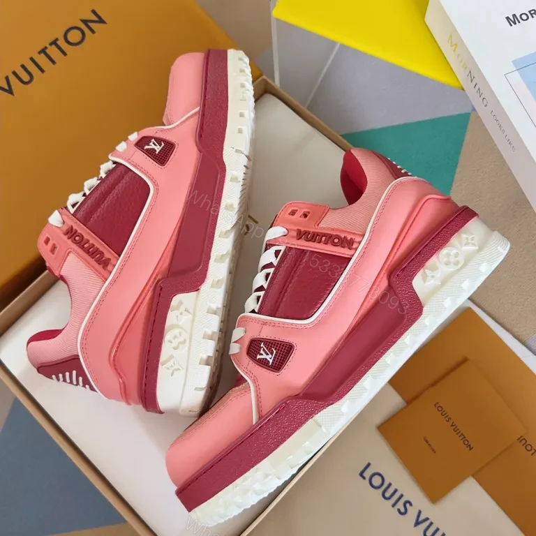 View 6 of Bold Pink LV-Inspired City Sneakers: Luxe Comfort Top Tier