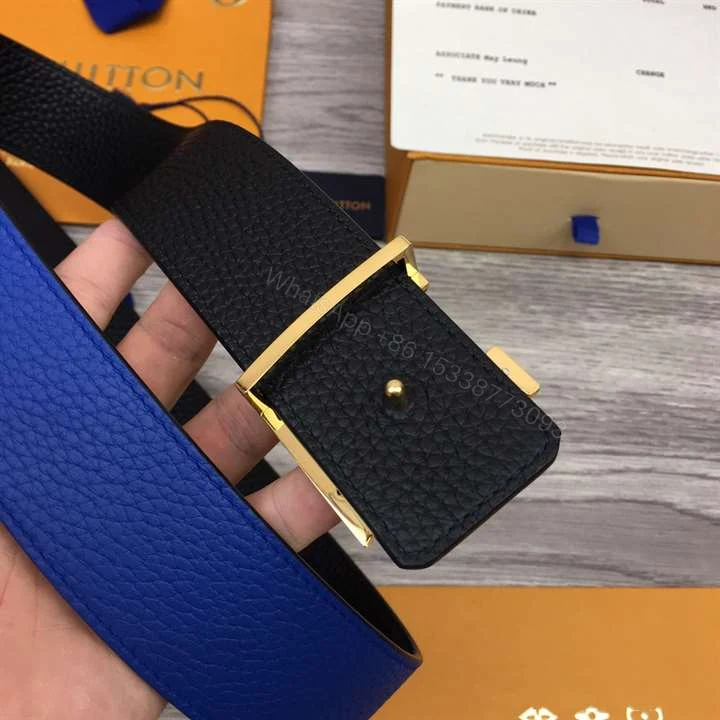View 9 of LOUIS VUITTON OPTIC 40MM REVERSIBLE BELT BLUE/BLACK – B78