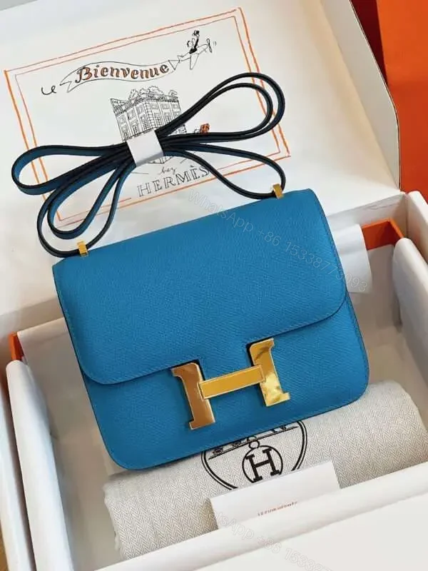 HN Bag Epsom Gold Blue Handbags Lock Gold 19cm — view 1