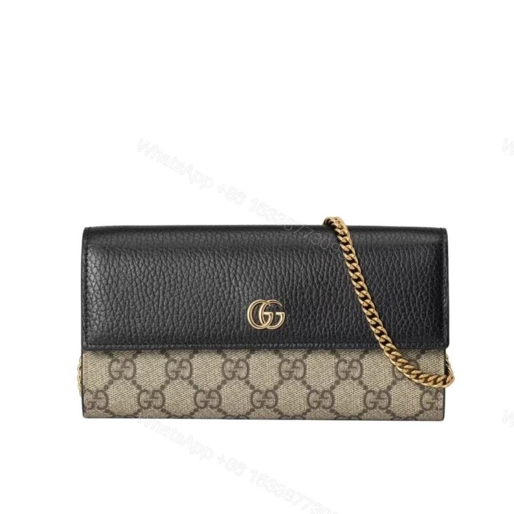 Gucci GG Marmont Bicolor Wallet On Chain Beige And Ebony 19Cm 546585 17WAG 1283 — view 1