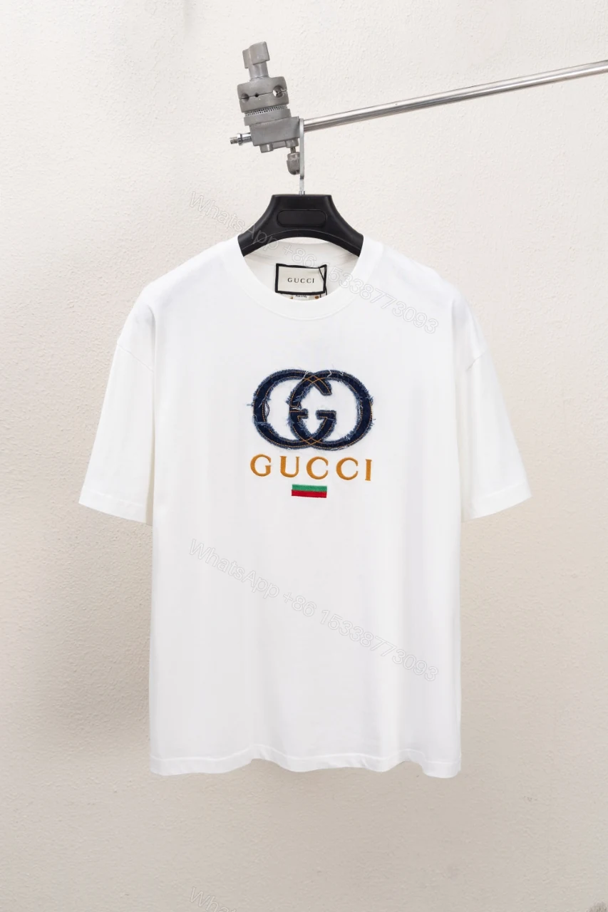 GucciA貨白色短袖T恤 牛仔雙G刺繡標誌款 清爽百搭 — view 1