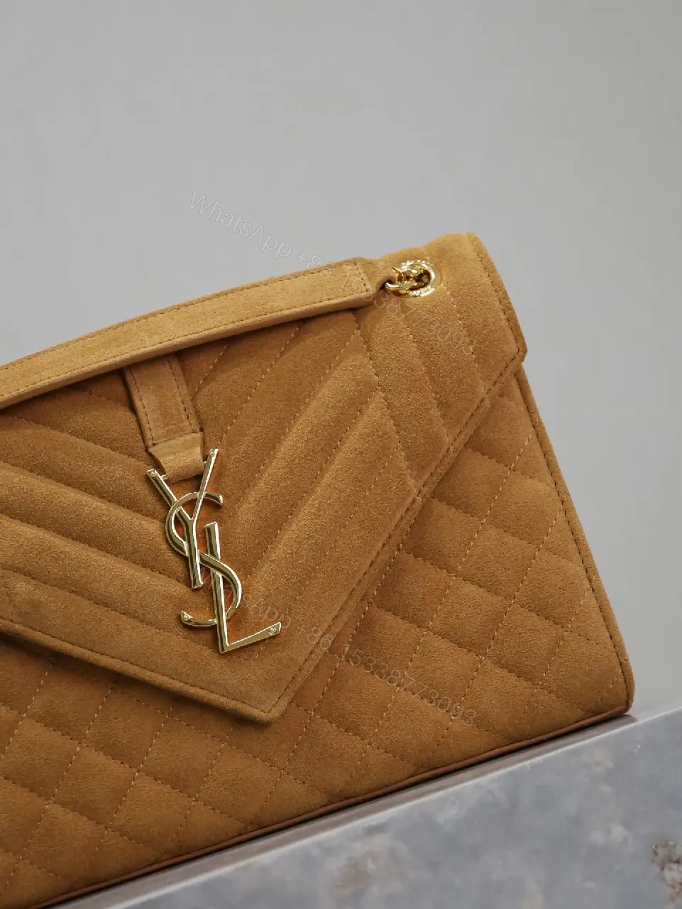 View 5 of Quilted Crossbody Bag with Gold Monogram, Chic & Practical
