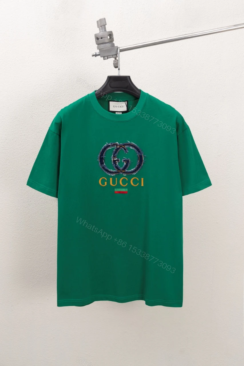 Gucci高仿綠色短袖T恤 牛仔雙G標誌潮流復古設計 — view 1