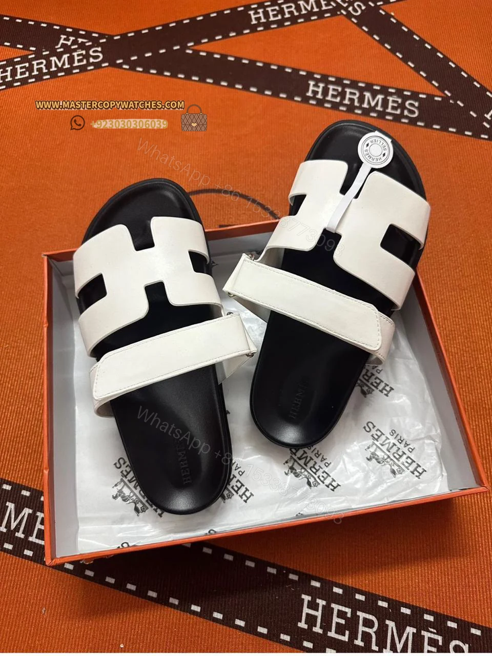 Hermes Chypre Sandals White — view 1