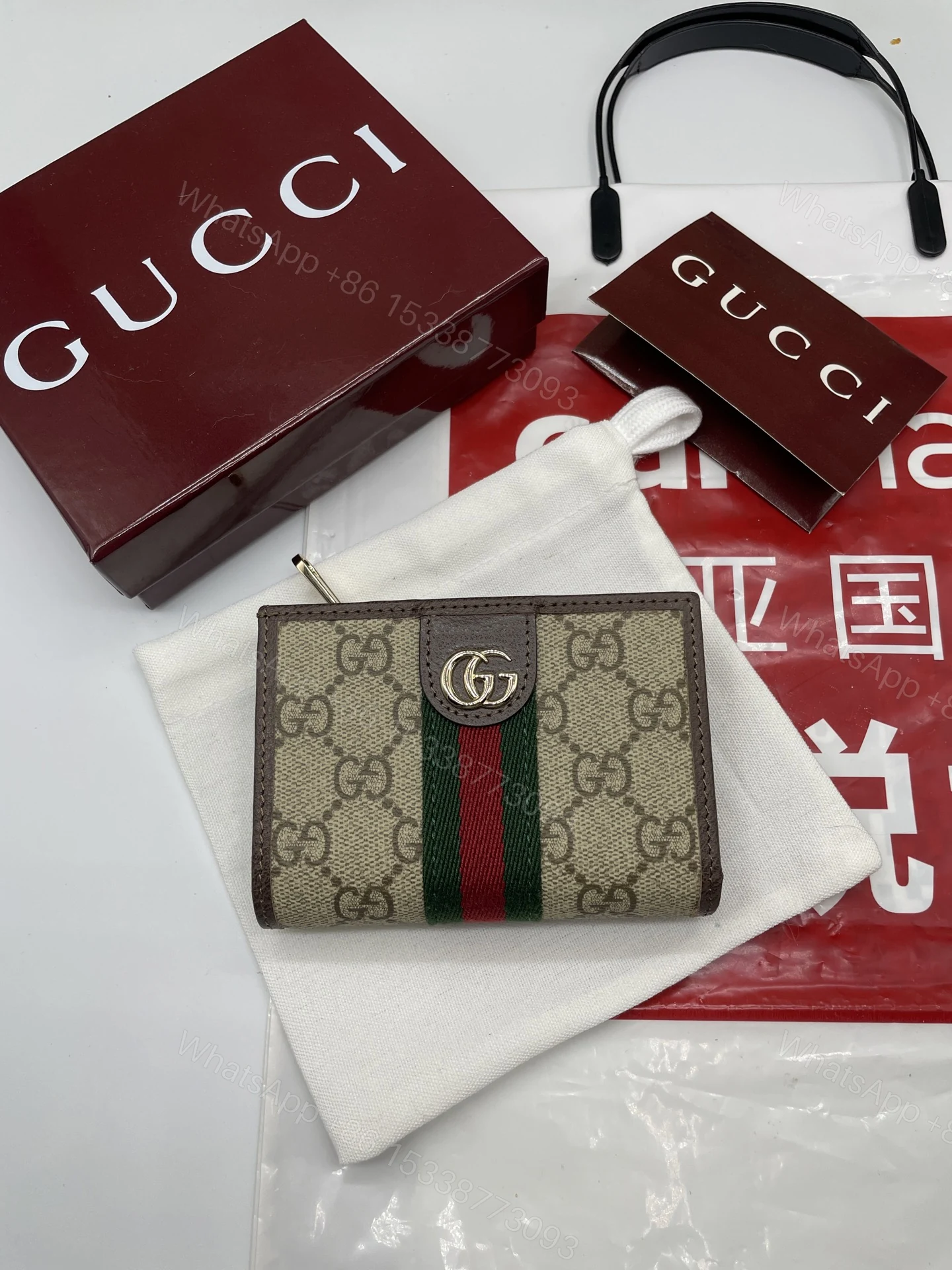 Gucci高仿Ophidia老花拉鍊短夾 百搭收納經典實用款 — view 1