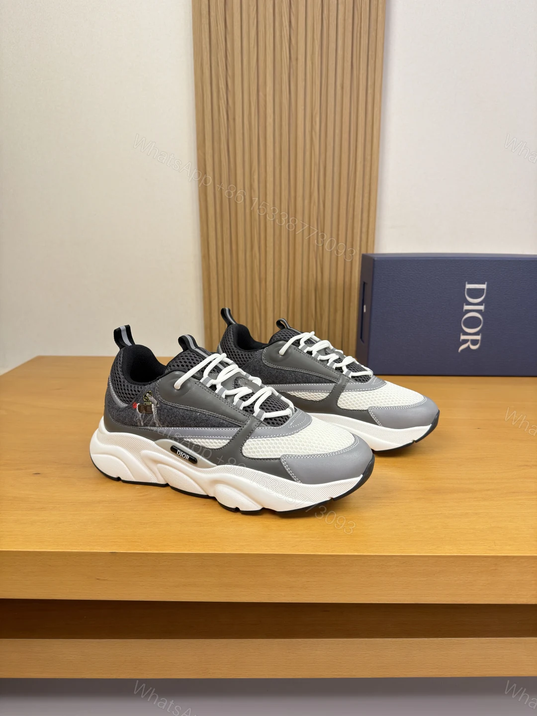 Dior 高仿運動鞋 男款灰白拼接厚底鞋 舒適透氣潮流款 — view 1