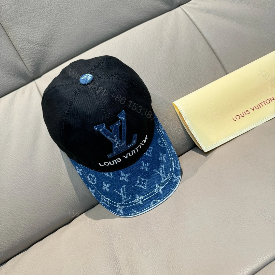 LV 一比一雙色拼接棒球帽 牛仔丹寧Monogram刺繡款 — view 1