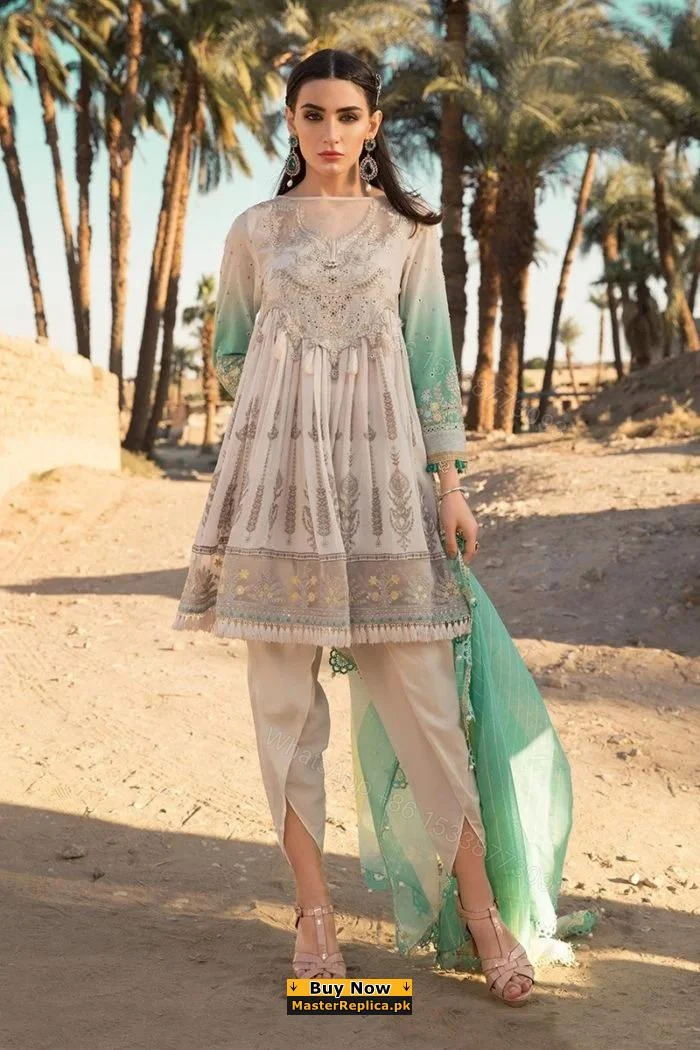 Maria B Off White Embroidered Lawn Dress Replica — view 1