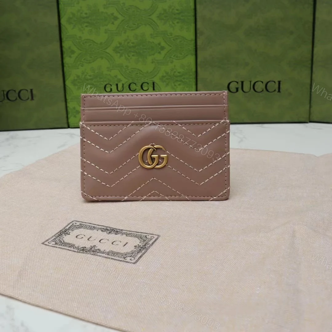 Gucci 一比一GG Marmont牛奶糖色卡包 簡約絎縫款 — view 1