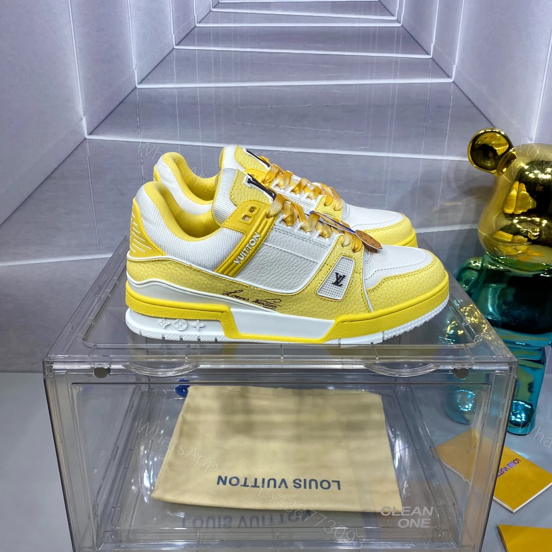 LV 高仿黃白拼色 Trainer 球鞋 清新亮眼百搭款 — view 1