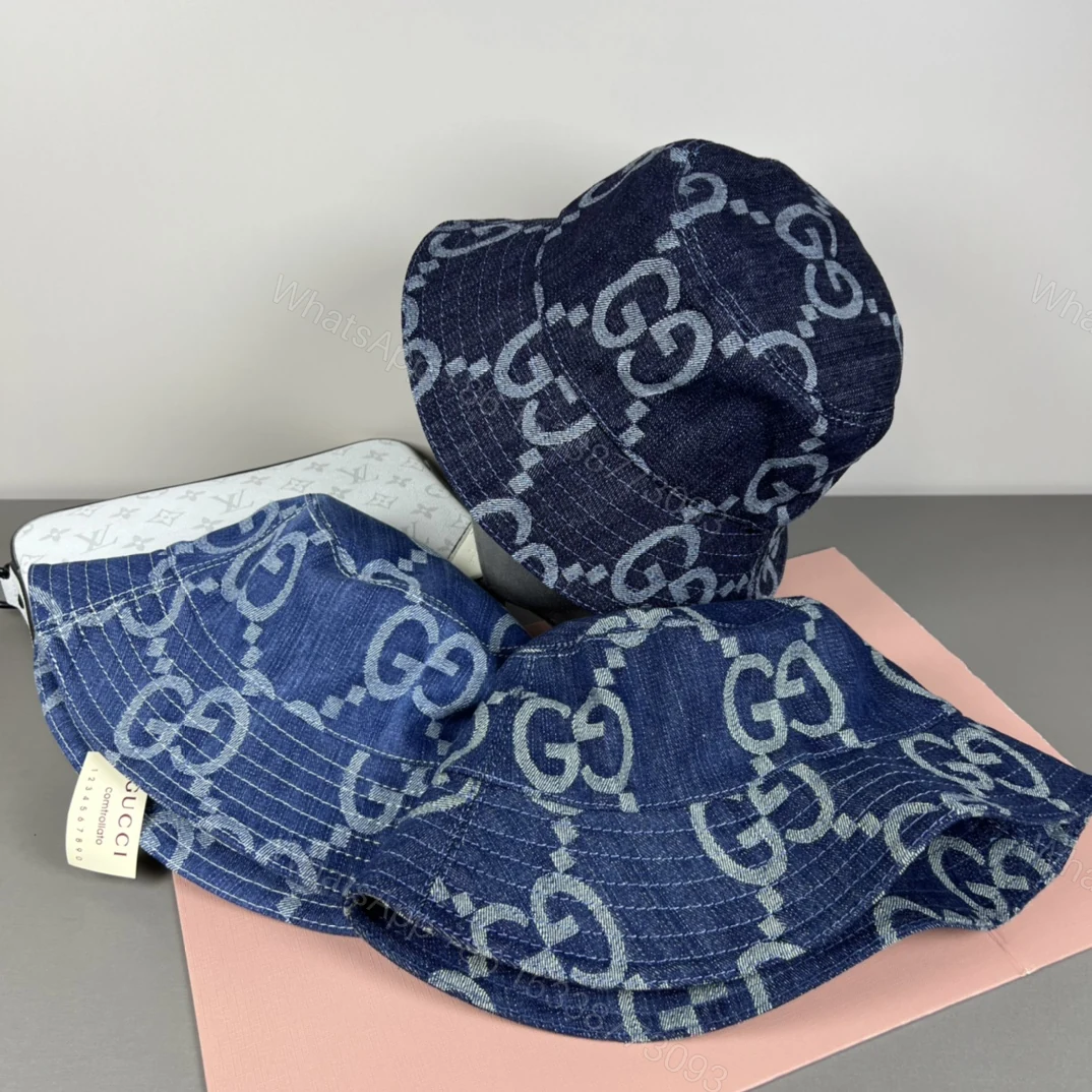 GucciA貨丹寧漁夫帽 三色滿版GG刺繡設計 街頭復古風格 — view 1