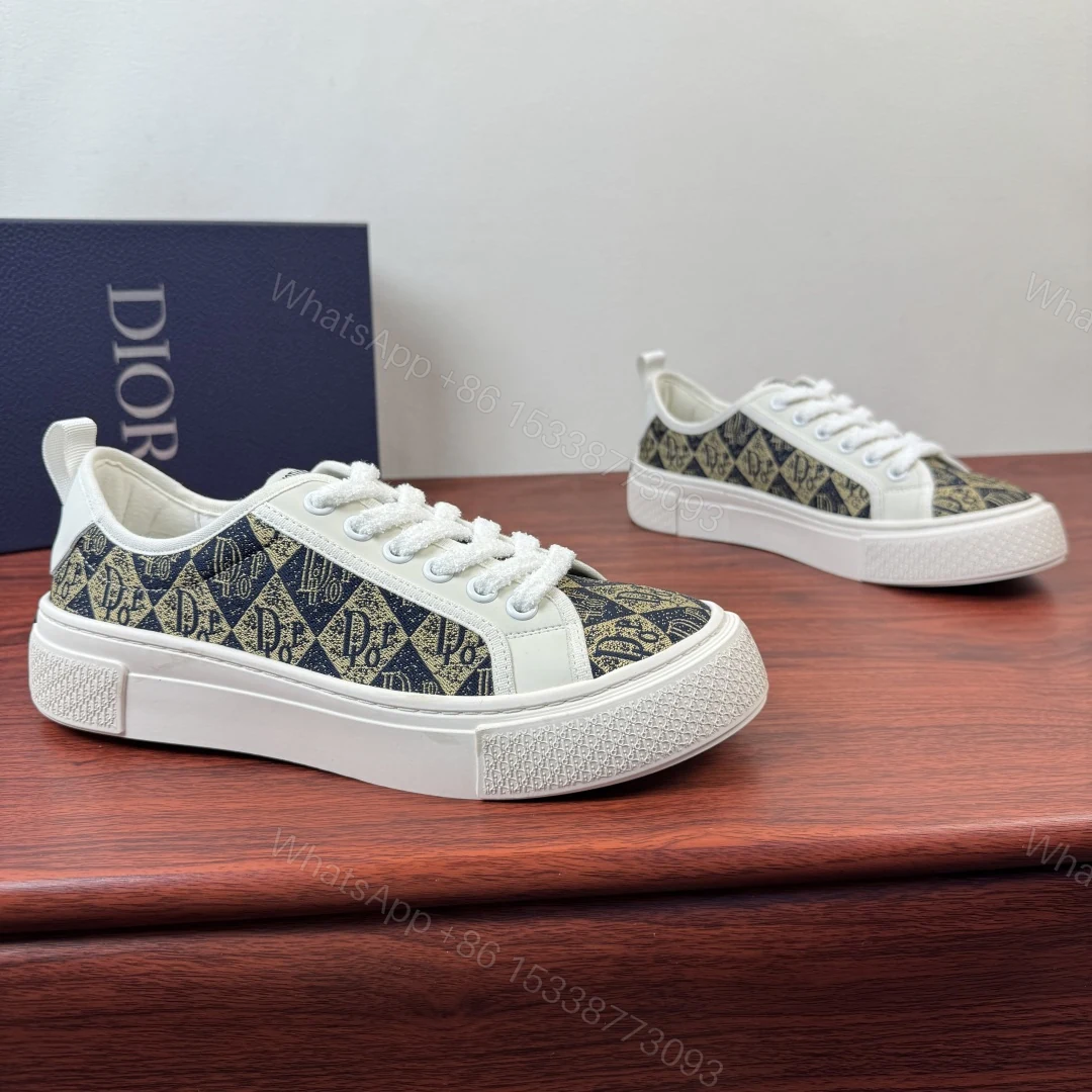 Dior 一比一厚底運動鞋 白色老花拼接舒適潮流款 — view 1