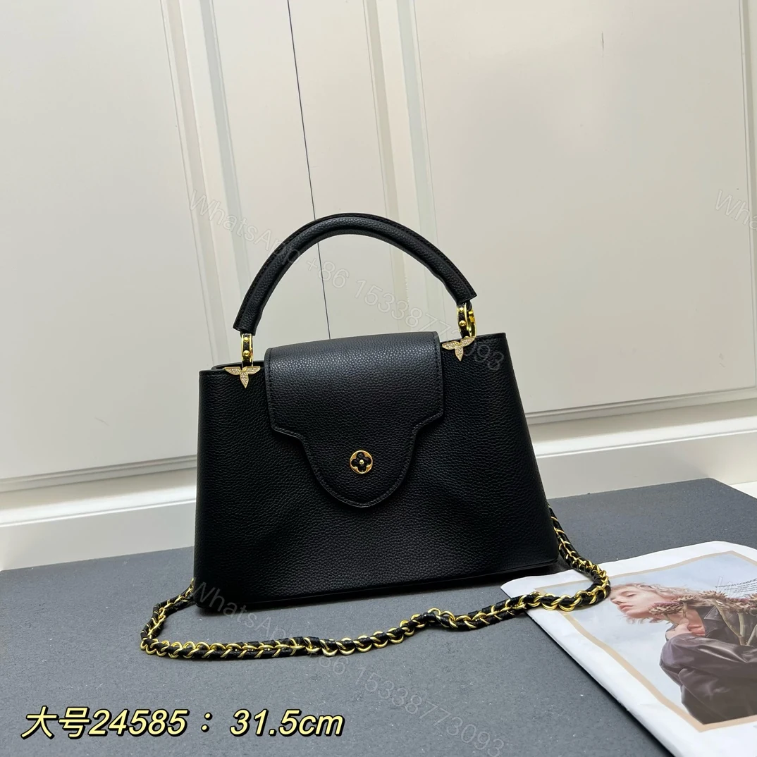 LV 原單 24585 大號黑色鏈條手提包 31.5cm通勤百搭女款 — view 1