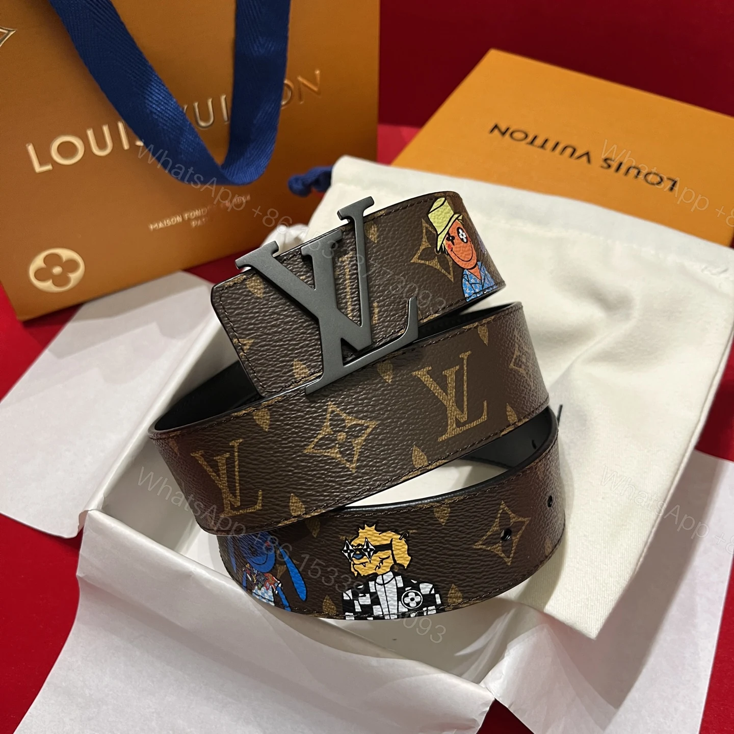 LV 高仿塗鴉Monogram皮帶|黑扣街頭藝術款男女通用腰帶 — view 1