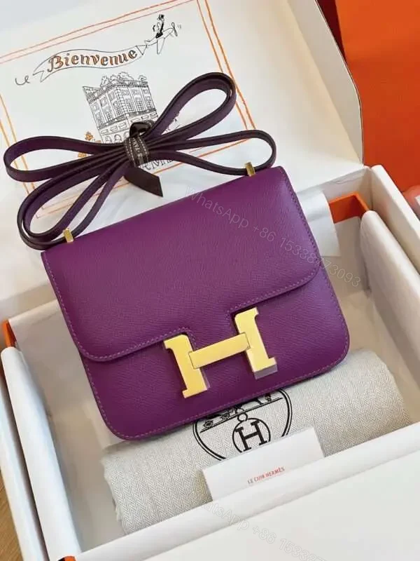 HN Bag Epsom Gold Purple With Lock Gold Like Auth Handbags 19cm — view 1
