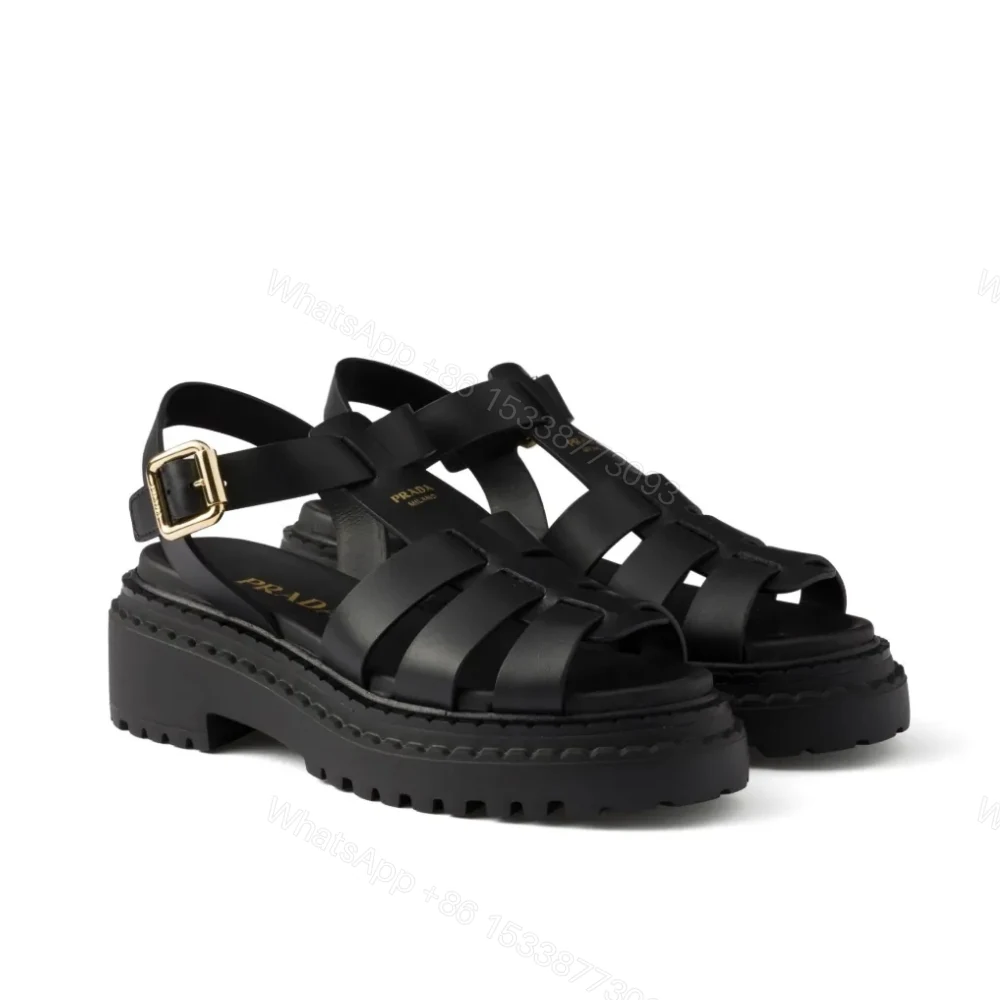 Prada Leather Fisherman Sandals Black 1X923N 7V6 F0002 F 055 — view 1