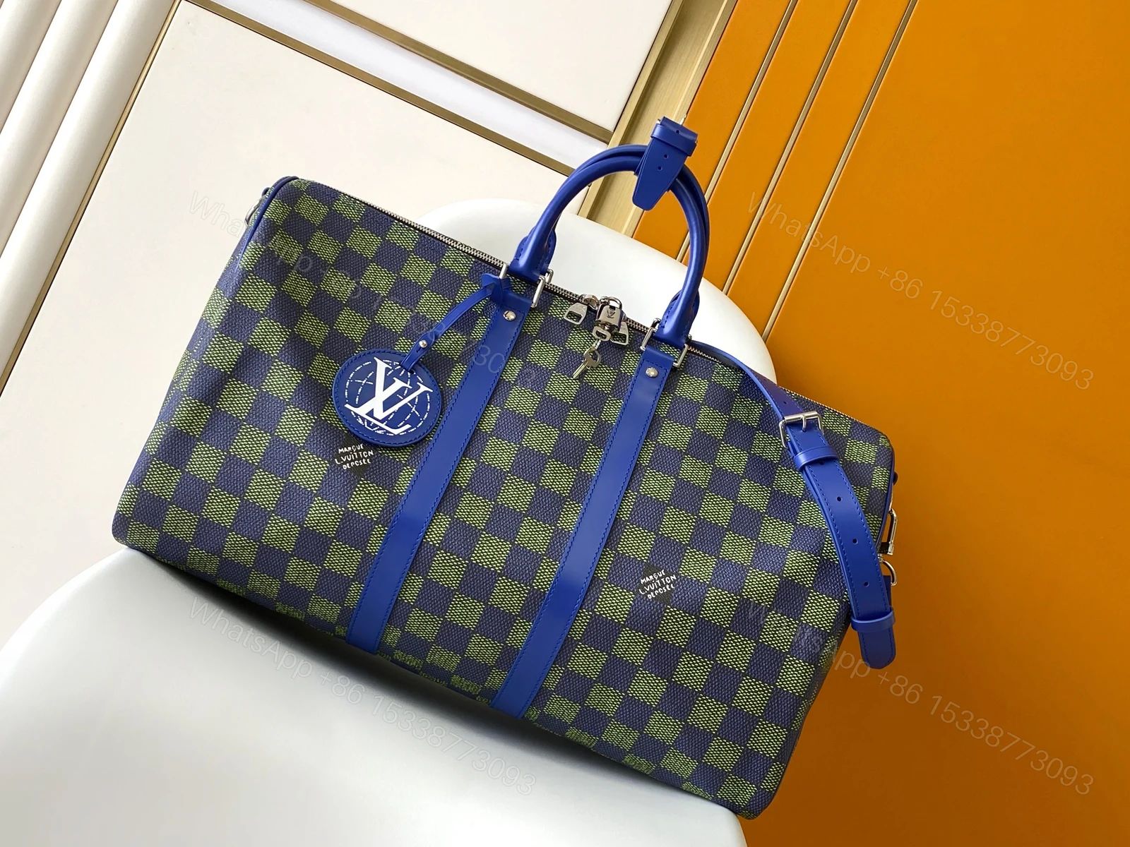 LV原單M00161 Keepall 50藍綠Damier格紋旅行袋潮流設計推薦 — view 1