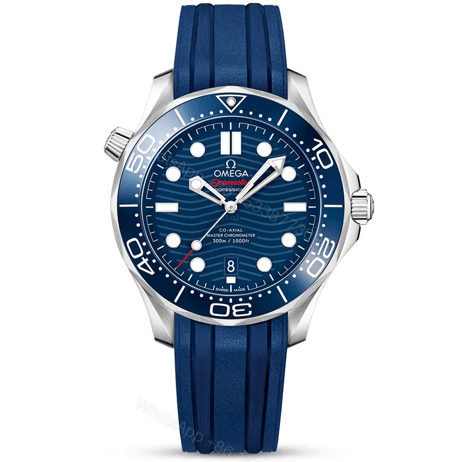 Omega Semaster Diver 300 42MM Blue Rubber Strap — view 1