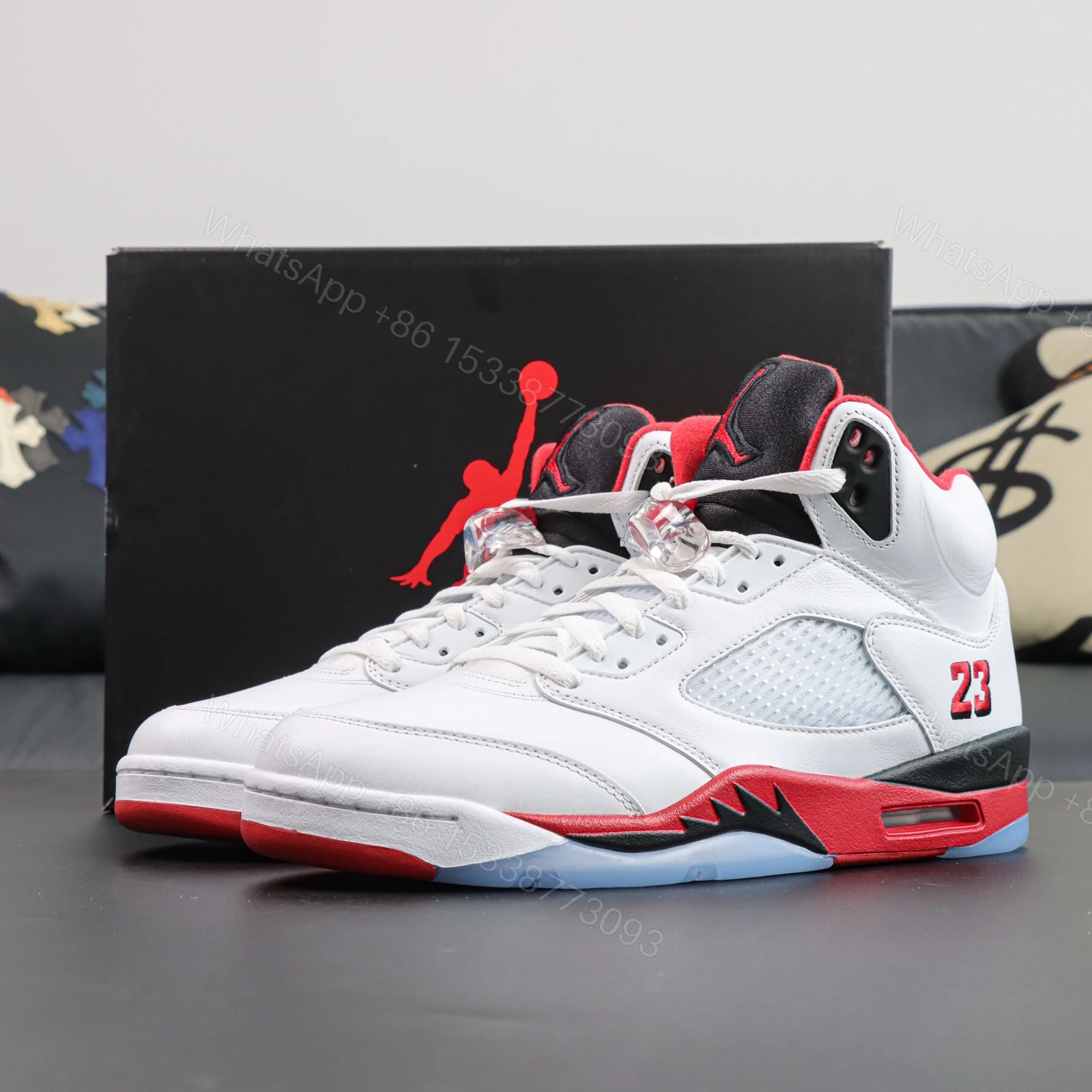 Air Jordan 5 Retro “Fire Red” (Black Tongue) 2025 Reps — view 1