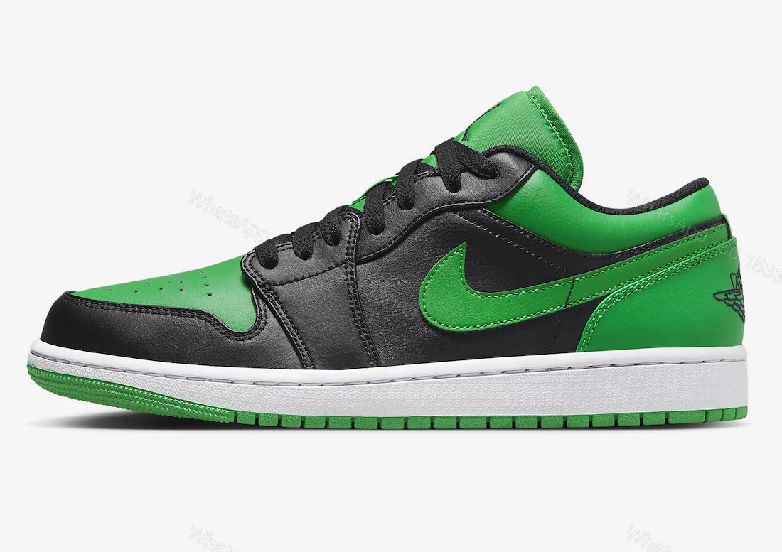 Air Jordan 1 Low “Lucky Green”Black Green Toes 553558-065 — view 2