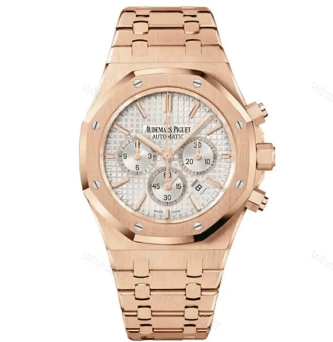 Replica AP Royal Oak – Rose Gold/White Chronograph — view 1
