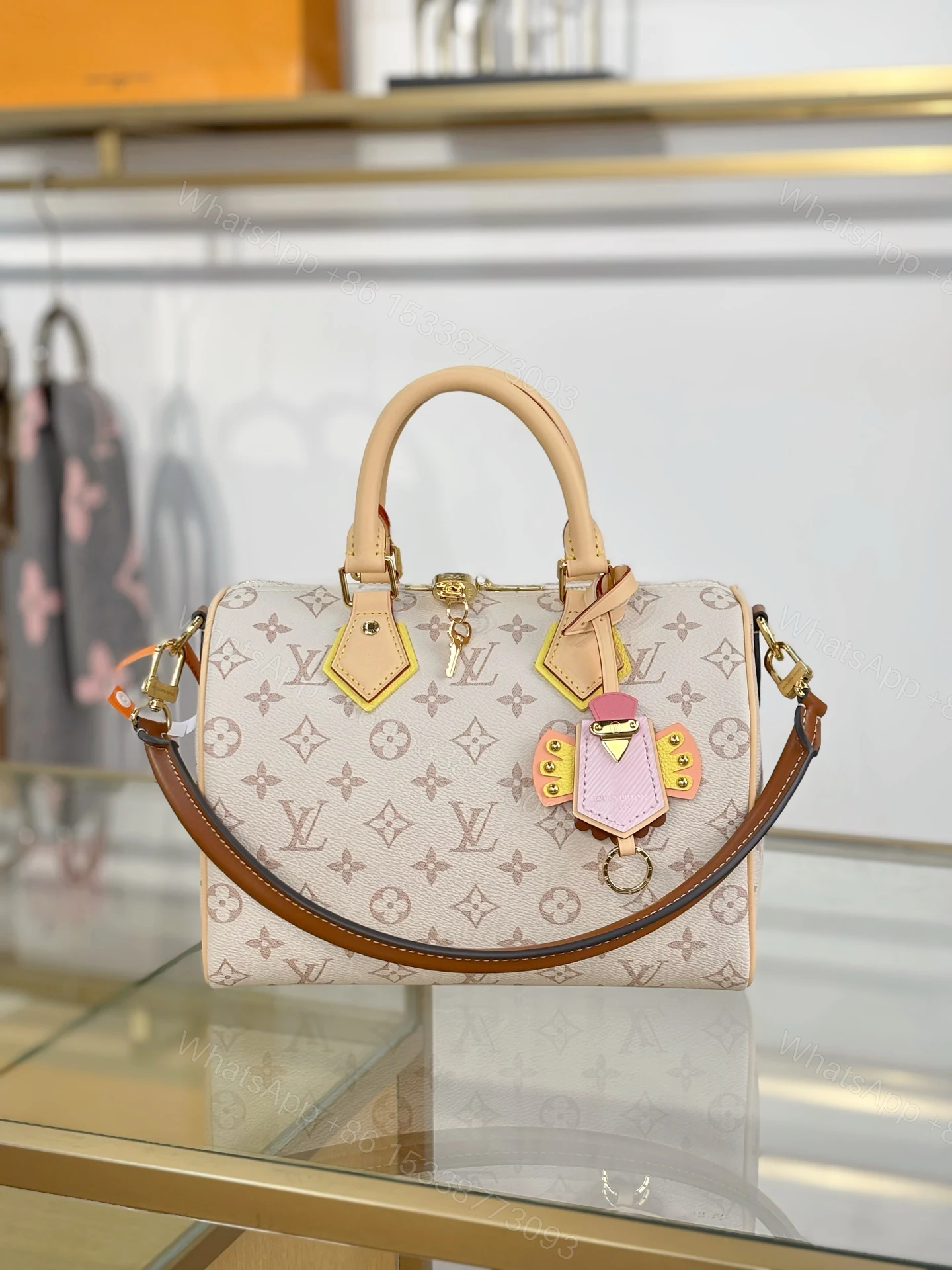 LV 一比一Speedy米白老花手提包 波士頓包斜挎兩用款 — view 1