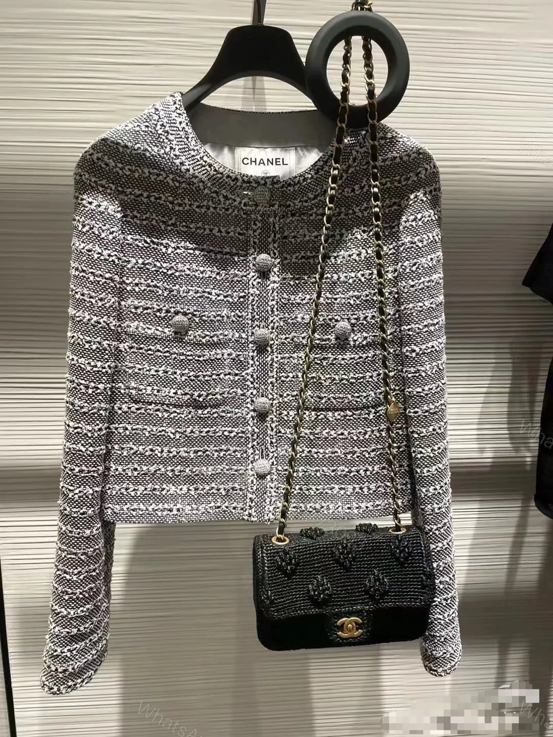 CHANEL 黑色編織A貨口蓋包 小香風手提鏈條包 — view 1