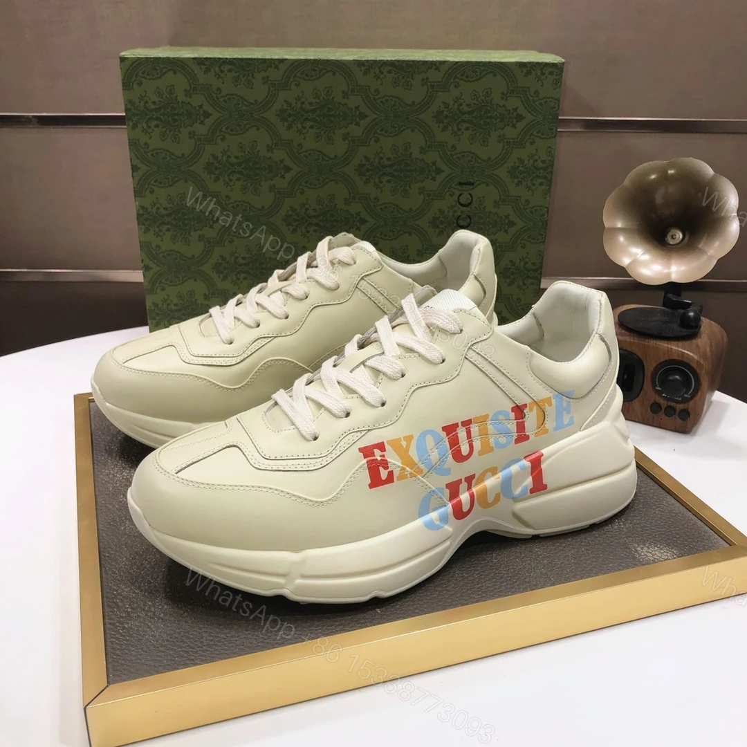 Gucci高仿男鞋 彩色字母標語小白鞋 潮流百搭設計感強 — view 1