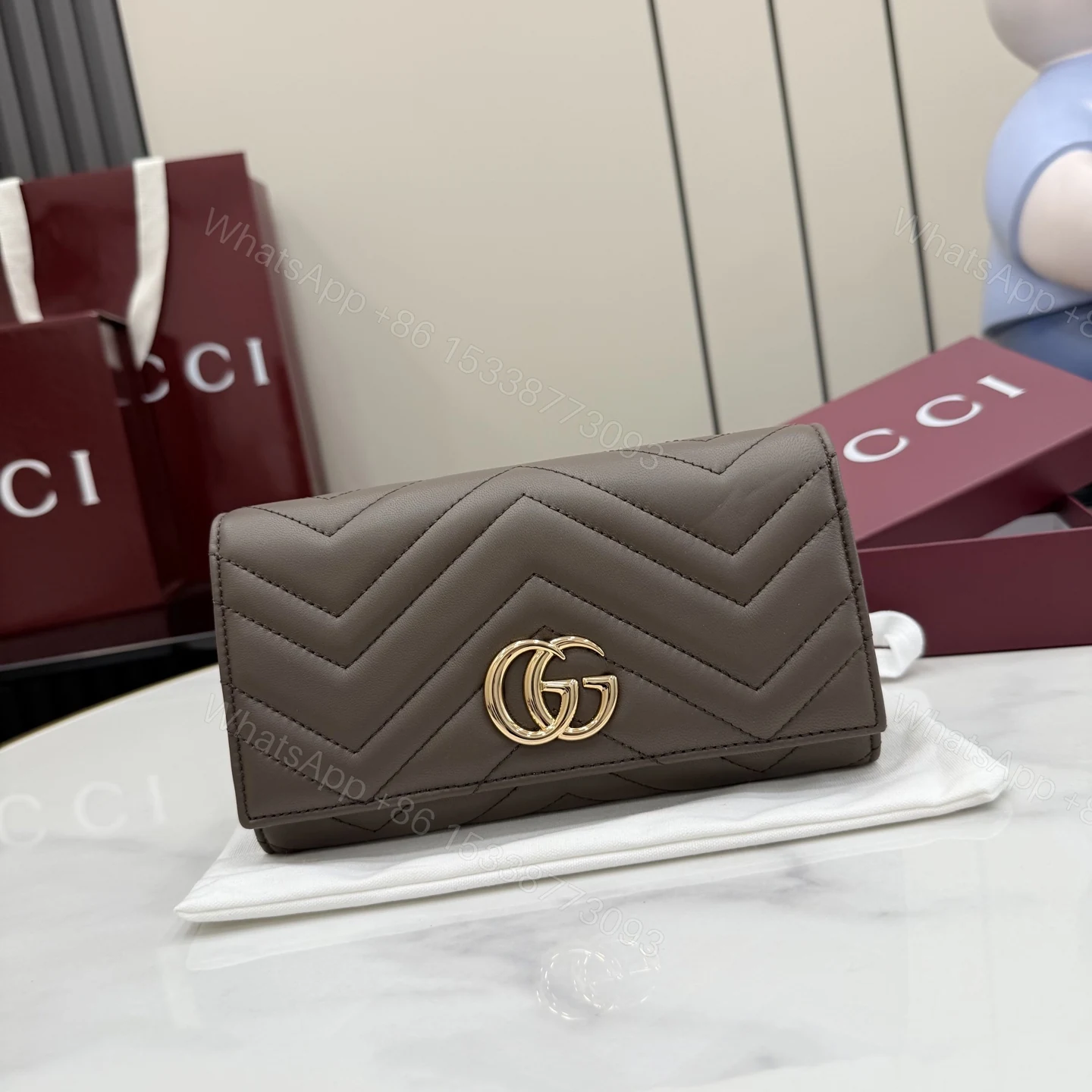 Gucci一比一壓紋雙G拉鍊長夾男士款商務簡約大容量精品錢包 — view 1